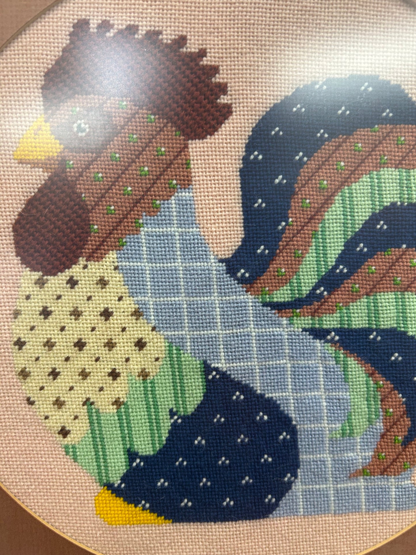 Vintage 1960s Needlepoint Chicken Frame - Style 1