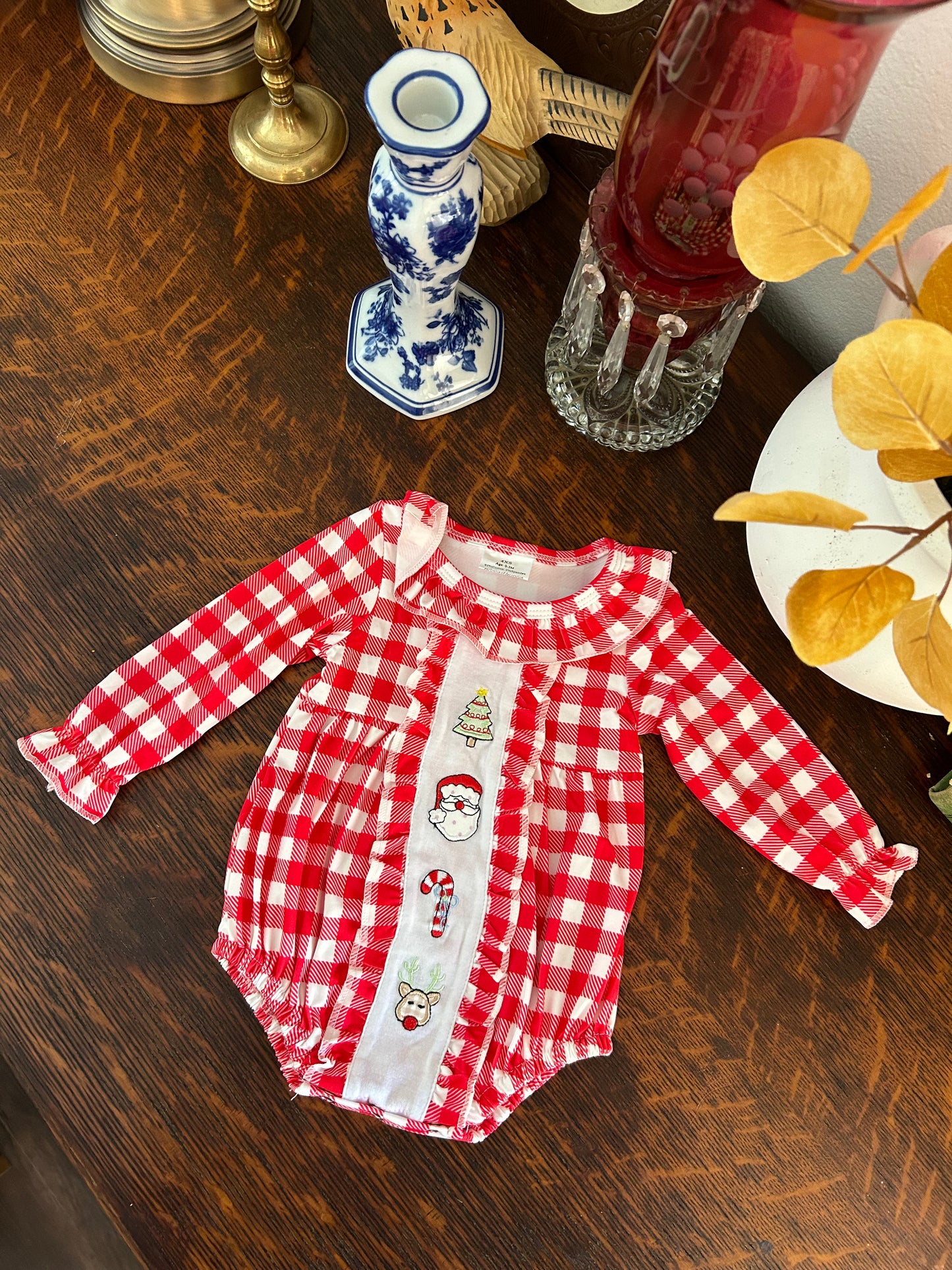 Plaid Christmas Bubble Romper