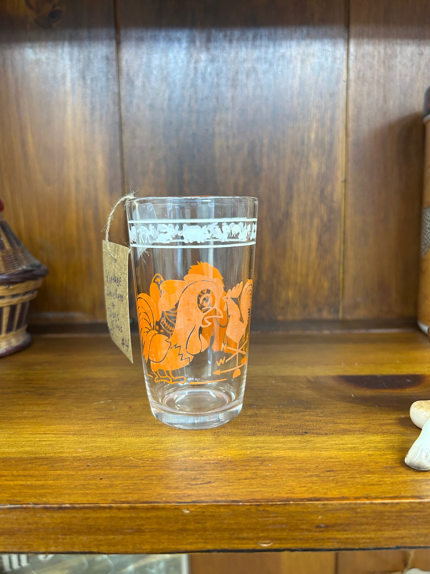 Vintage Chicken & Dog Glass