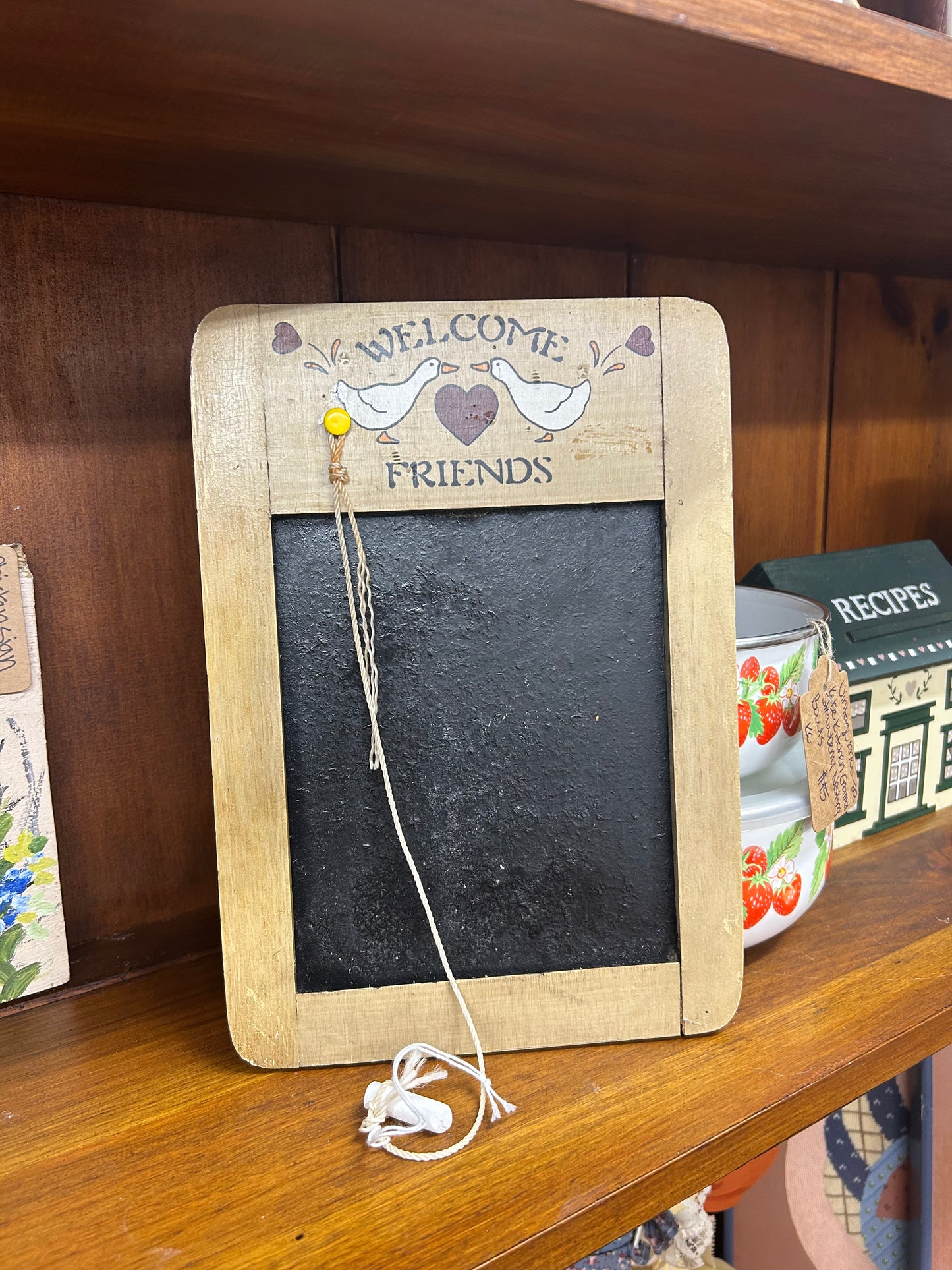 Vintage Welcome Friends Geese Chalkboard