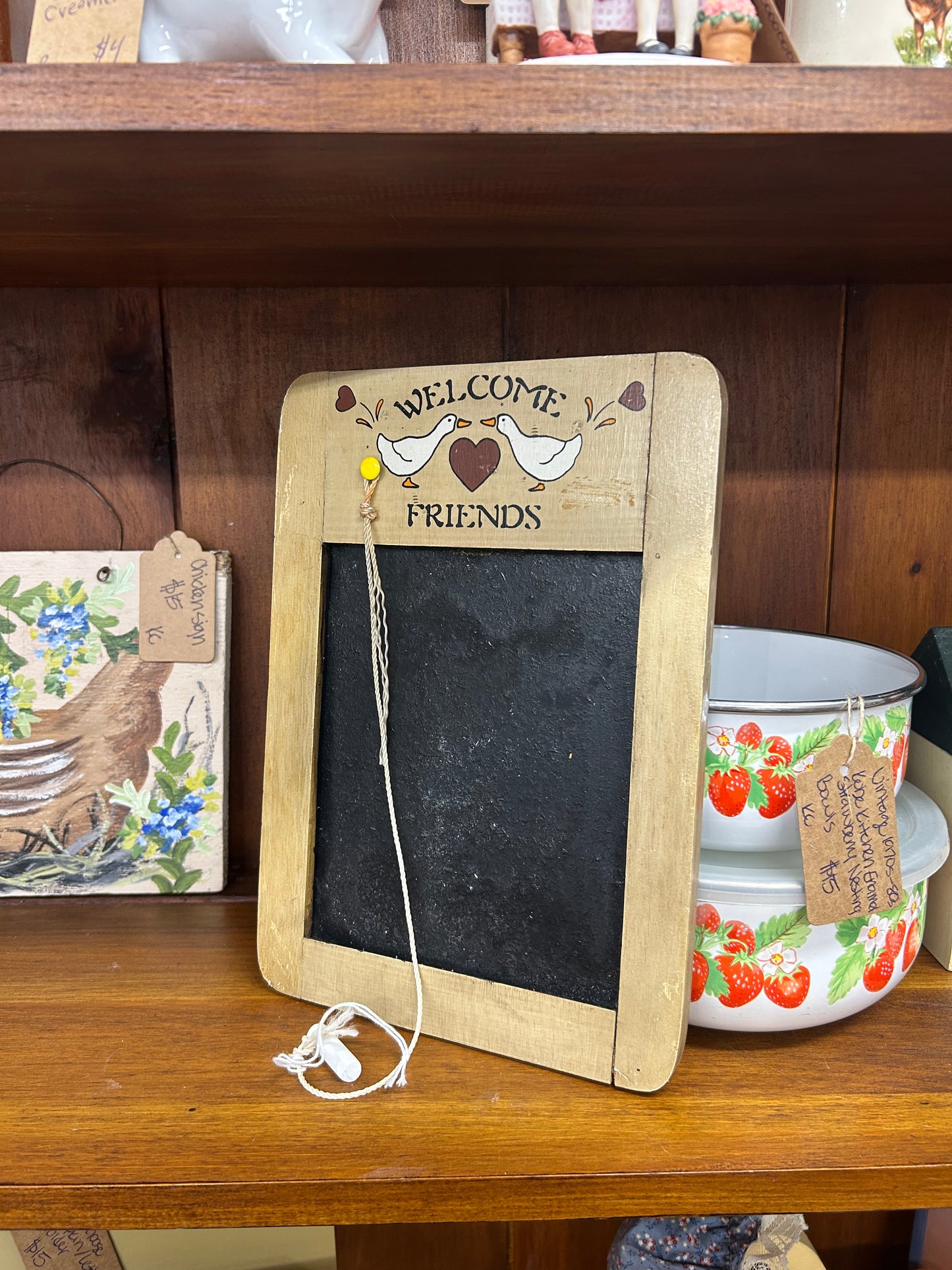 Vintage Welcome Friends Geese Chalkboard