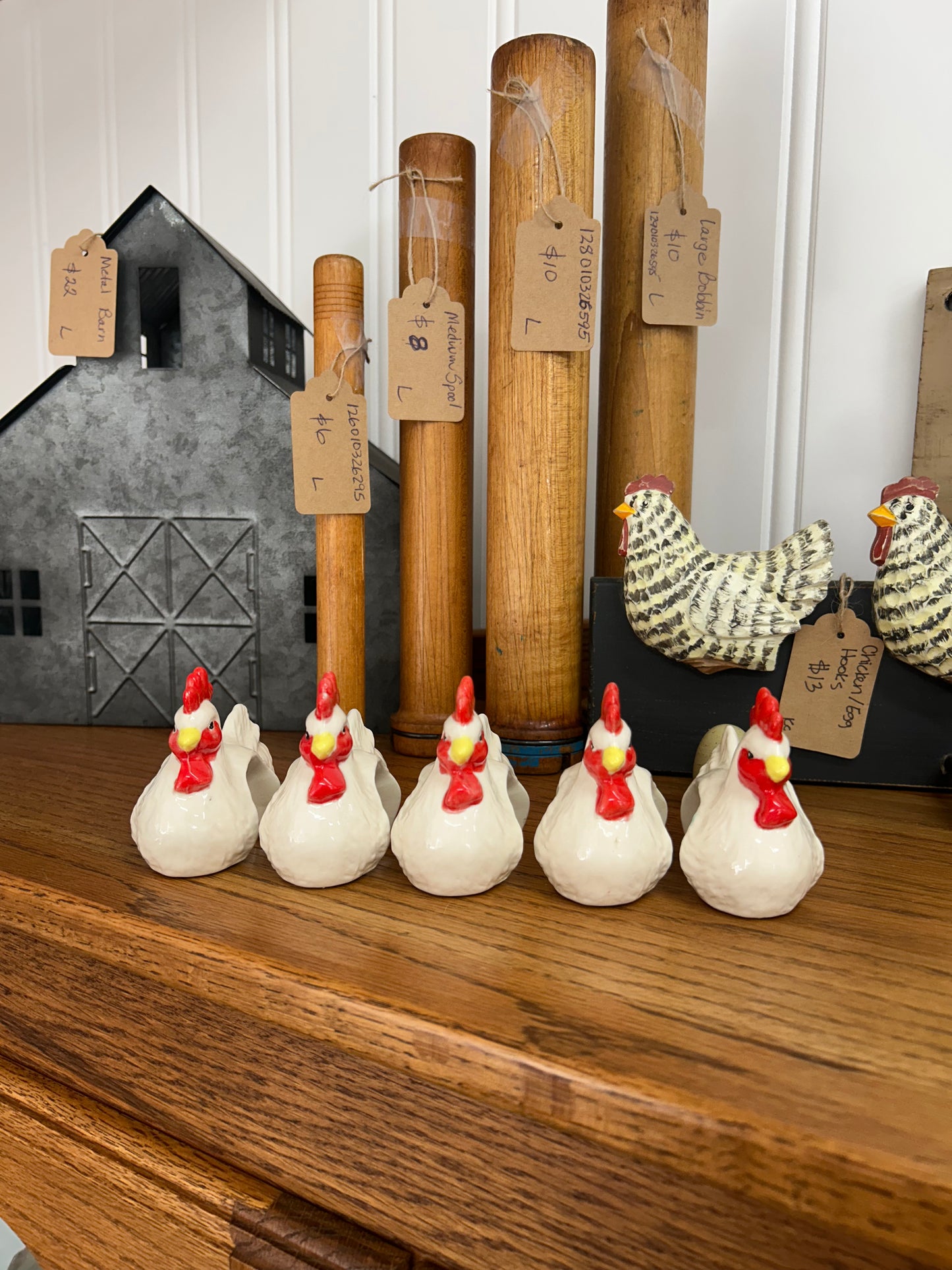 Vintage Rooster Napkin Rings - Set Of 5