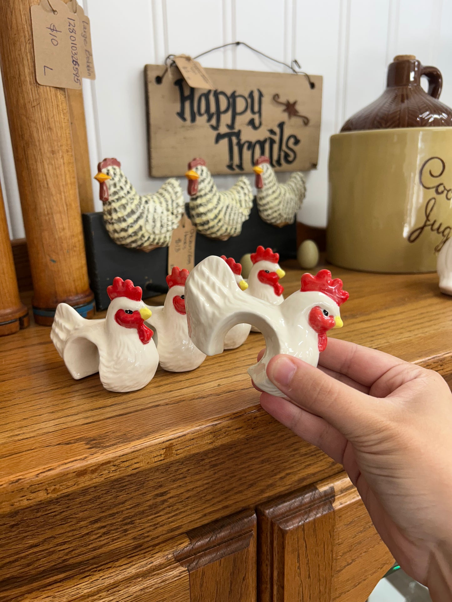 Vintage Rooster Napkin Rings - Set Of 5