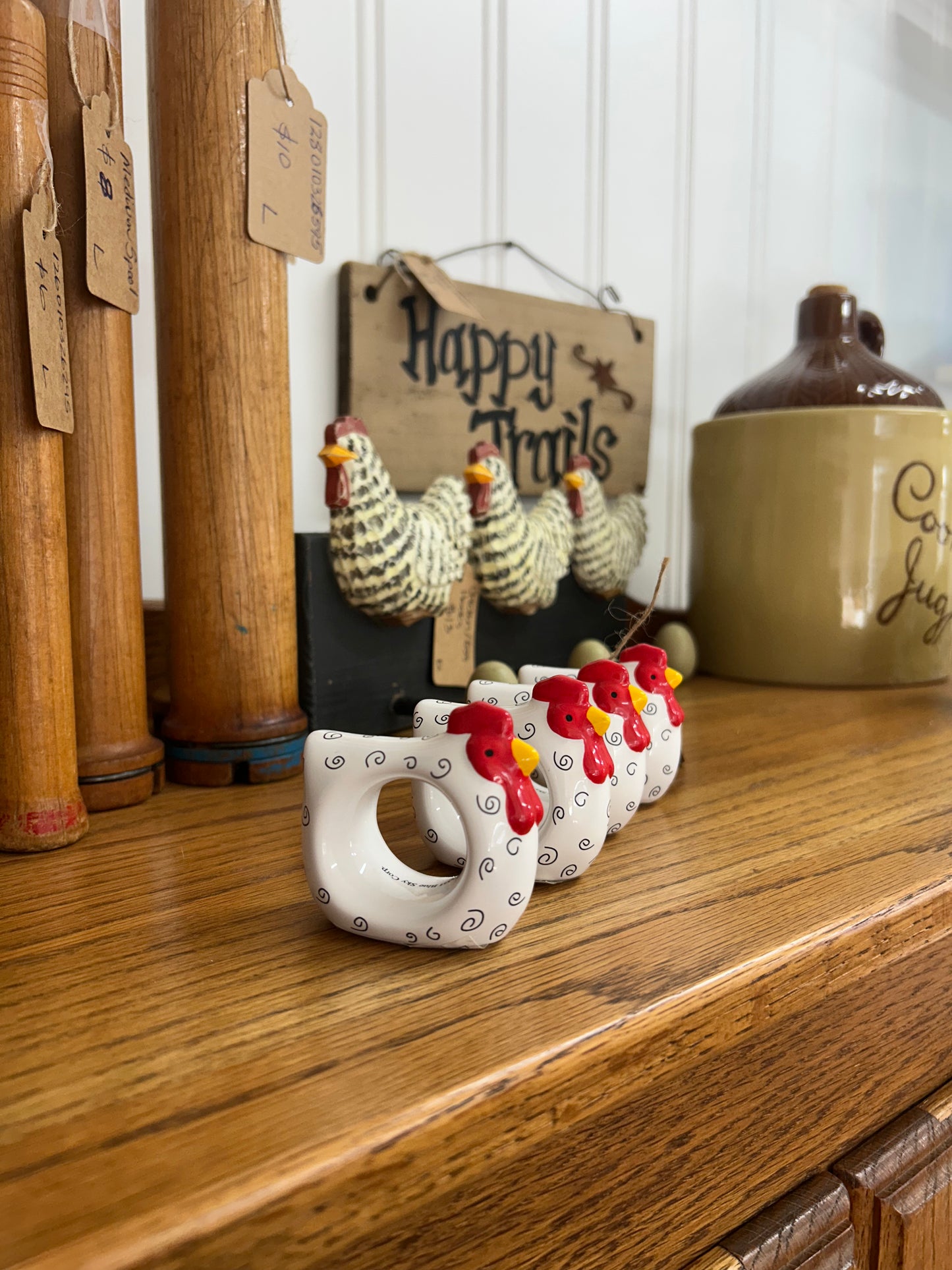 Vintage Rooster Napkin Rings - Set Of 4