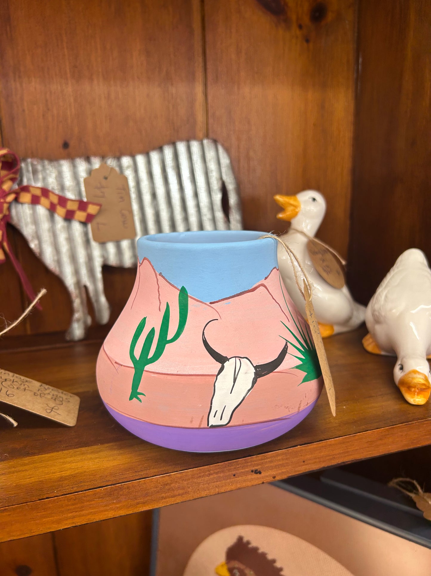 Southwest Pottery Candle Signed By R. Galvan