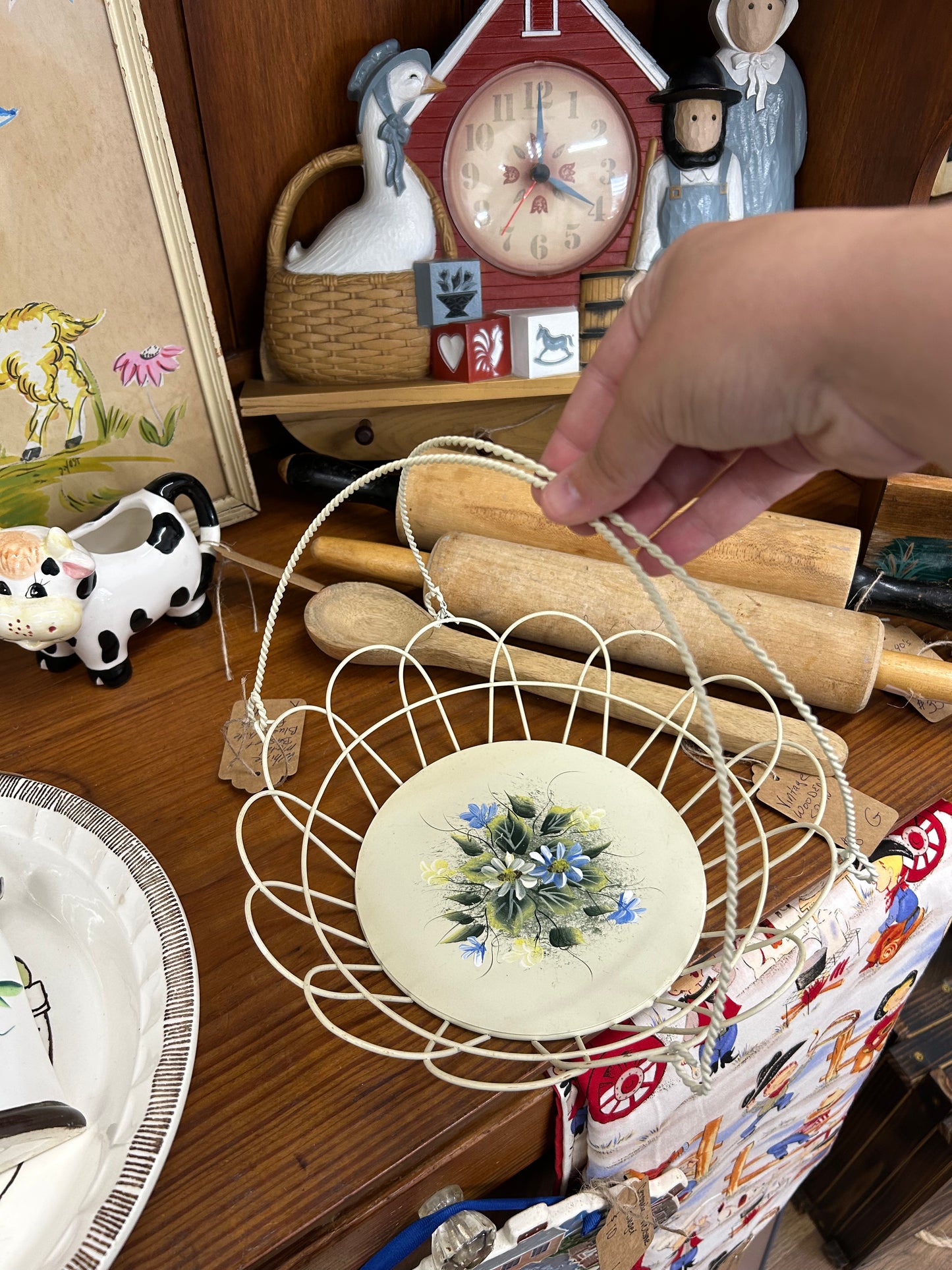 White Floral Basket