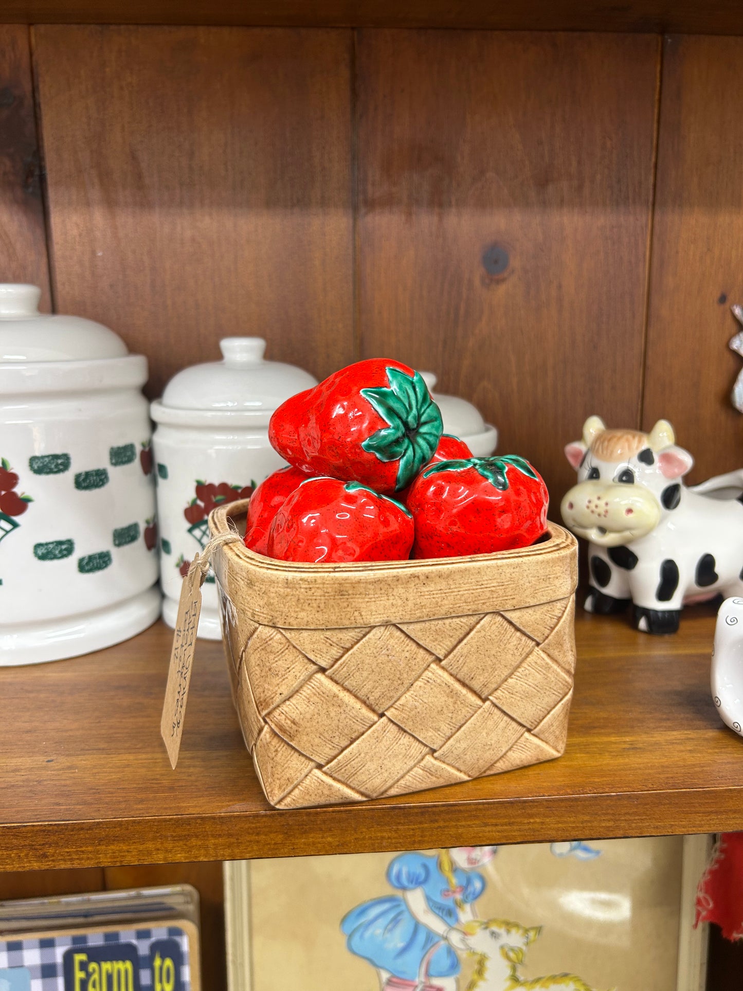 1979 Vintage Ceramic Strawberries In Basket