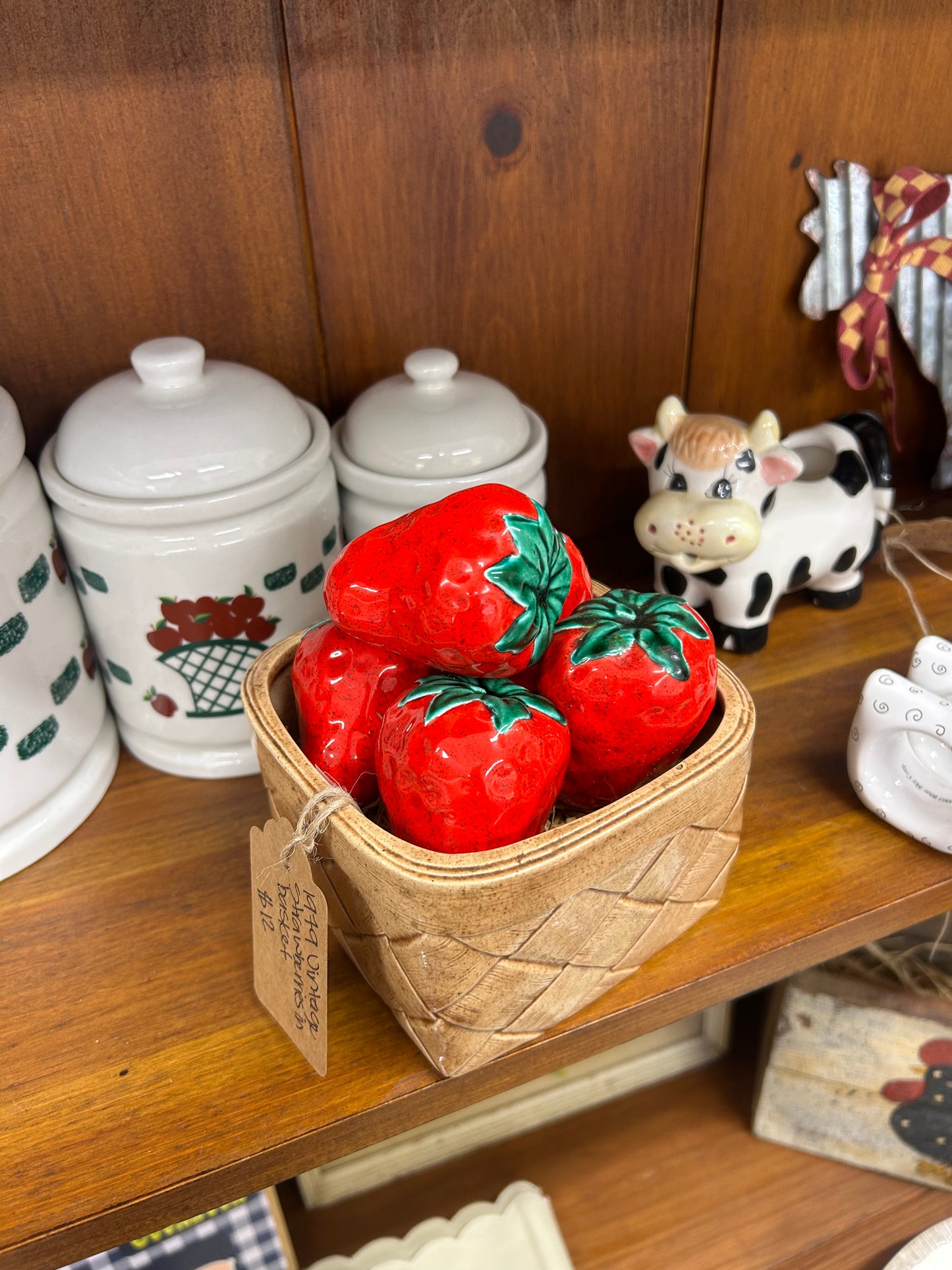 1979 Vintage Ceramic Strawberries In Basket