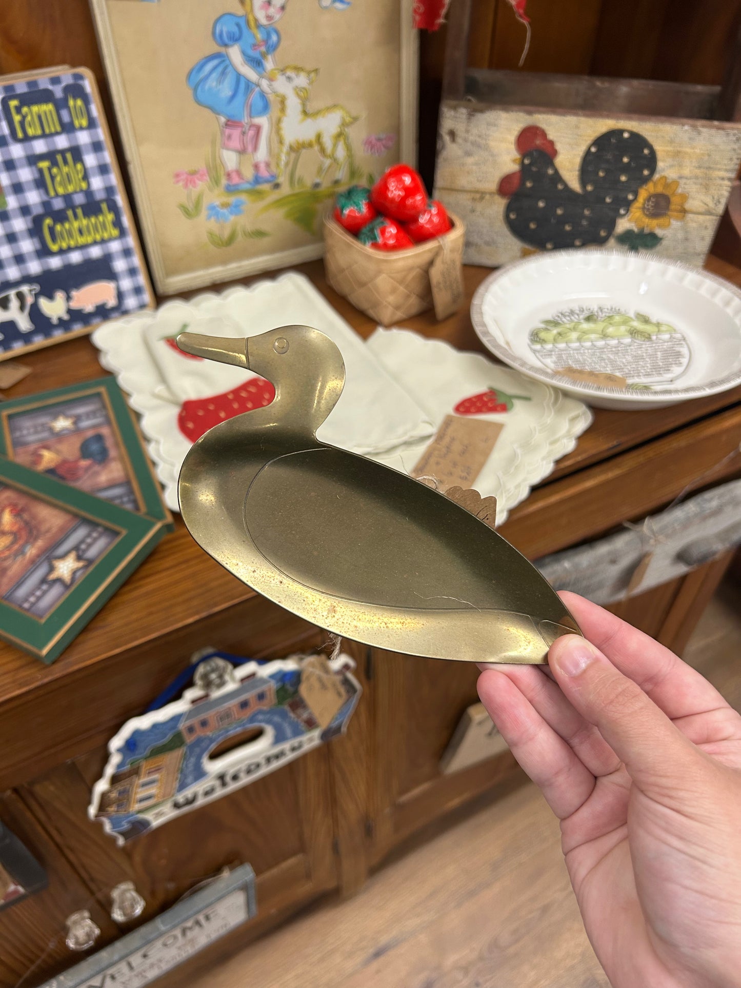Vintage Brass Duck Trinket