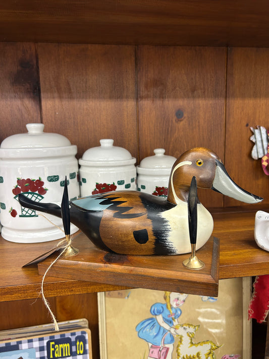 Vintage Wooden Pintail Duck W/ 2 Pen Holders