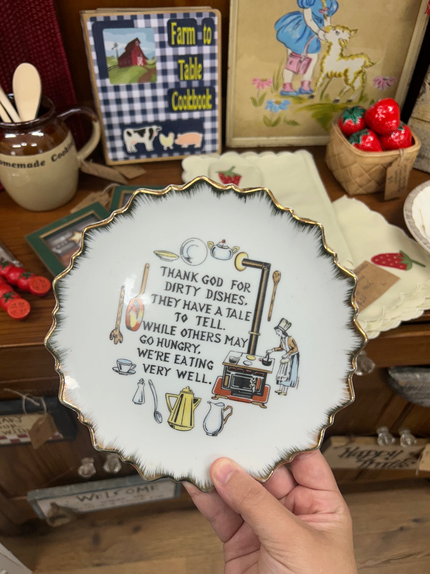 Vintage Thank God For Dirty Dishes Wall Plate