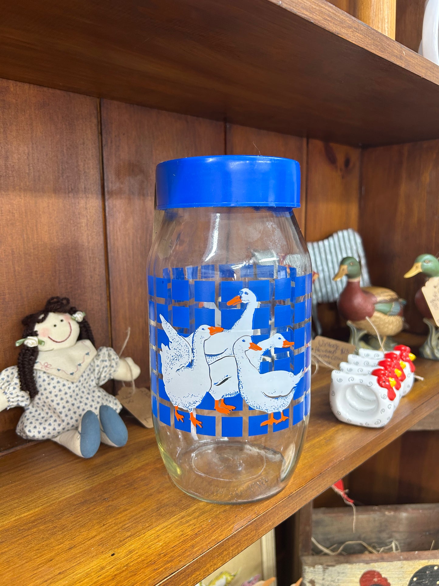 Vintage Glass Geese Jar With Lid