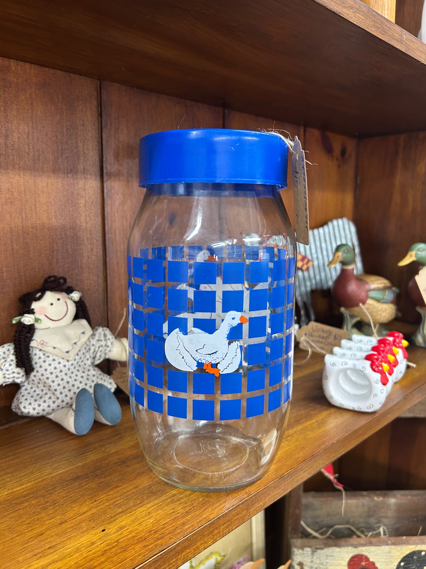 Vintage Glass Geese Jar With Lid