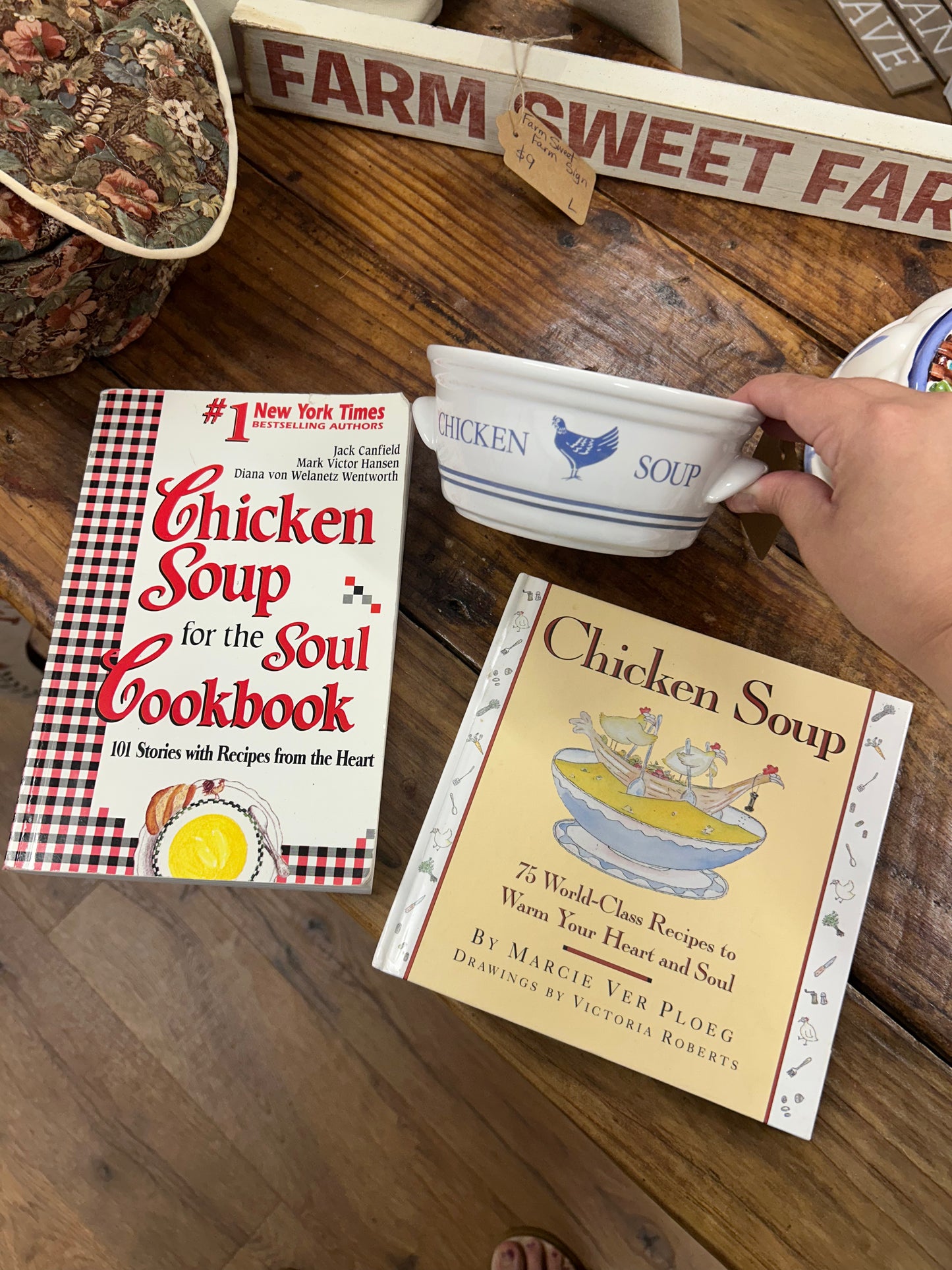 Vintage 1980s Soup Bowl W/ 2 Vintage Cookbooks