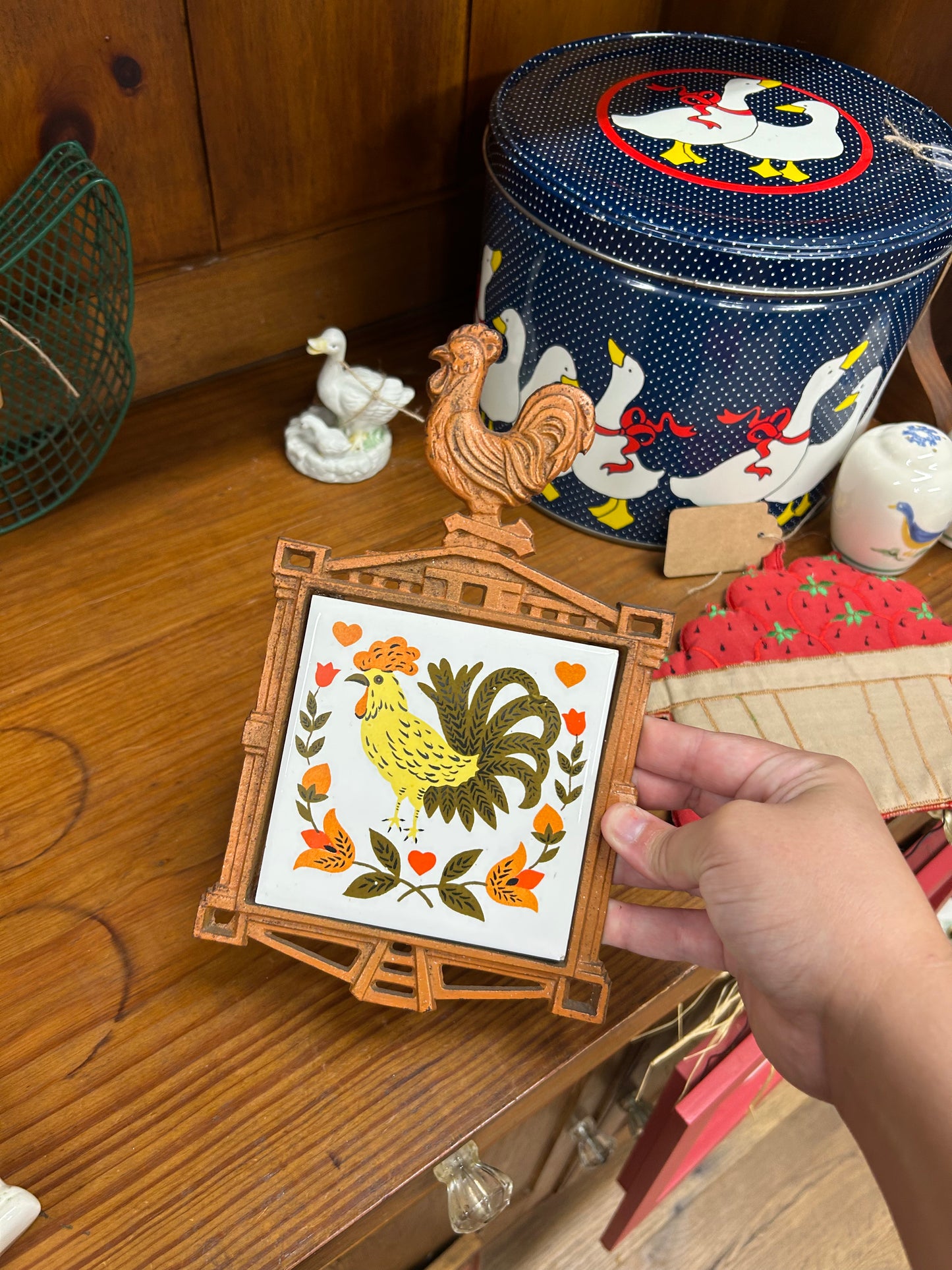 Vintage Cast Iron Rooster Trivet
