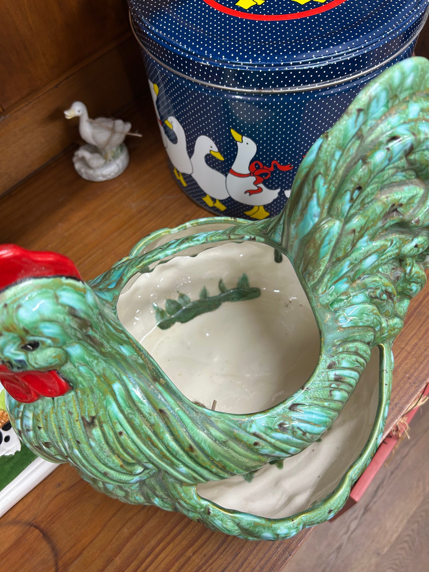 Large 1988 Hand Painted Chicken Planter