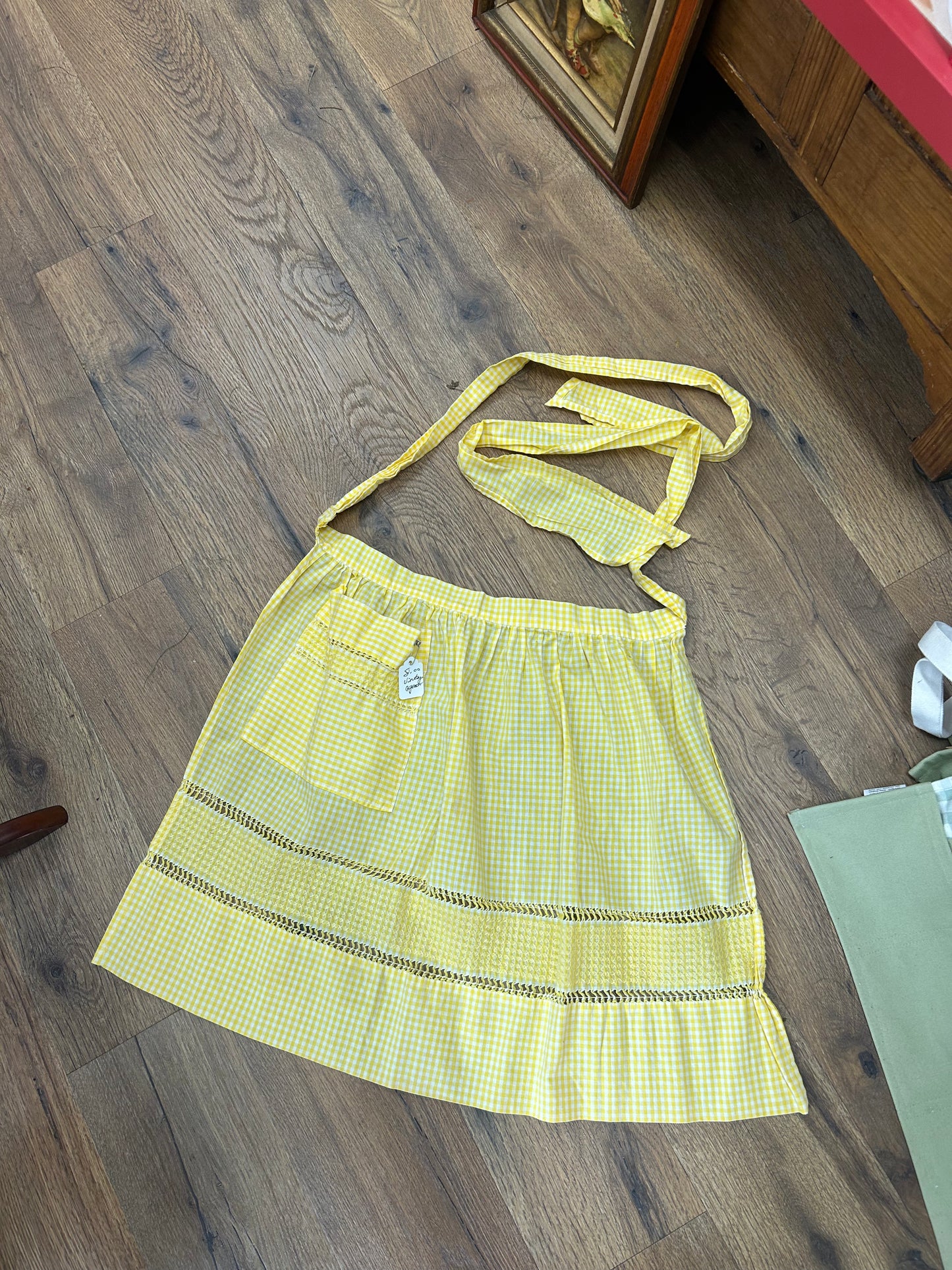 Vintage Yellow Gingham Apron