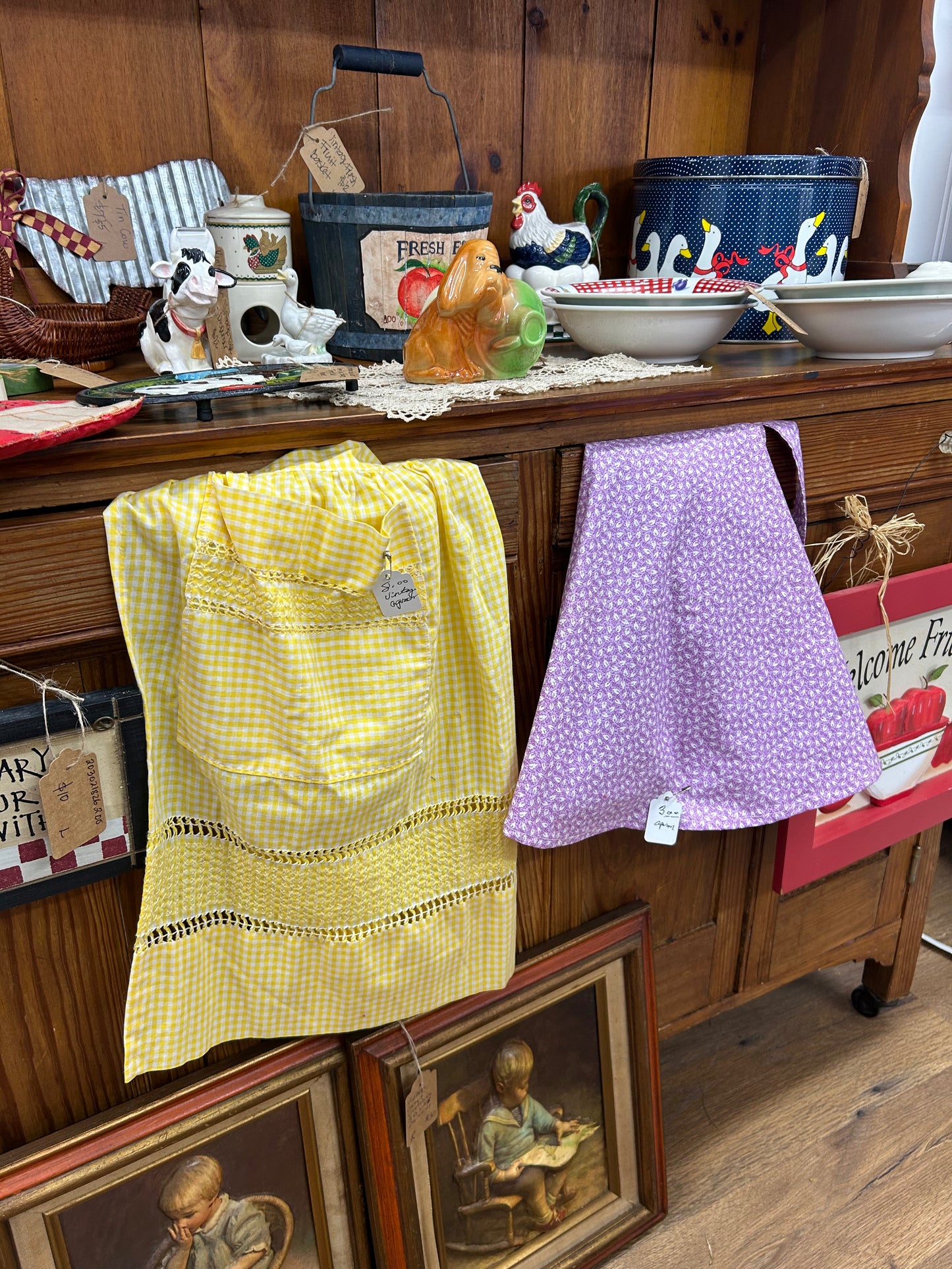 Vintage Yellow Gingham Apron