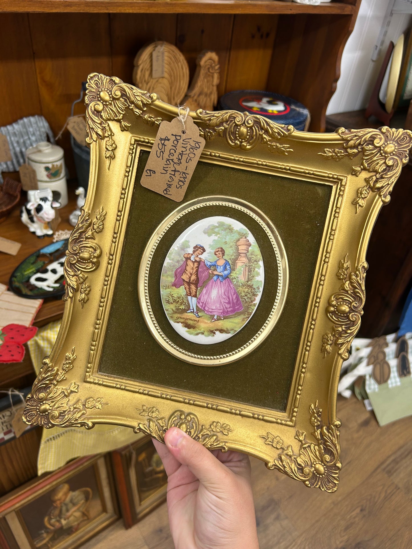 1960s-70s Vintage Framed Porcelain Portrait