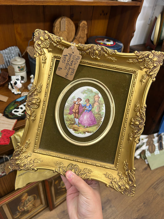 1960s-70s Vintage Framed Porcelain Portrait