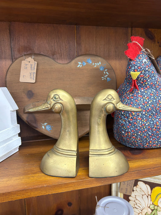 Vintage Brass Duck Bookends