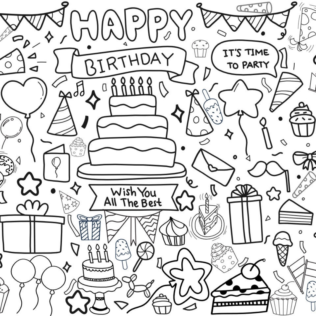 Happy Birthday Table Coloring Sheet