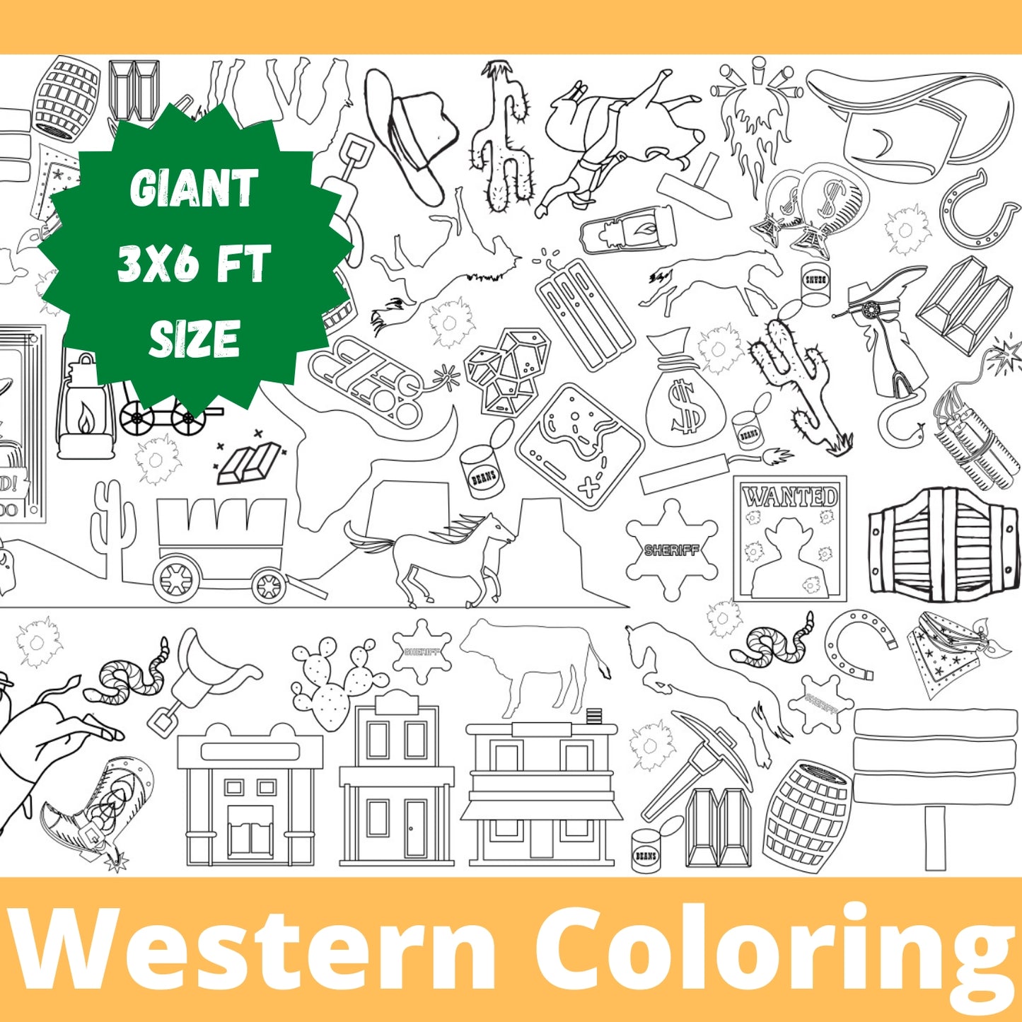 Western Table Coloring Sheet